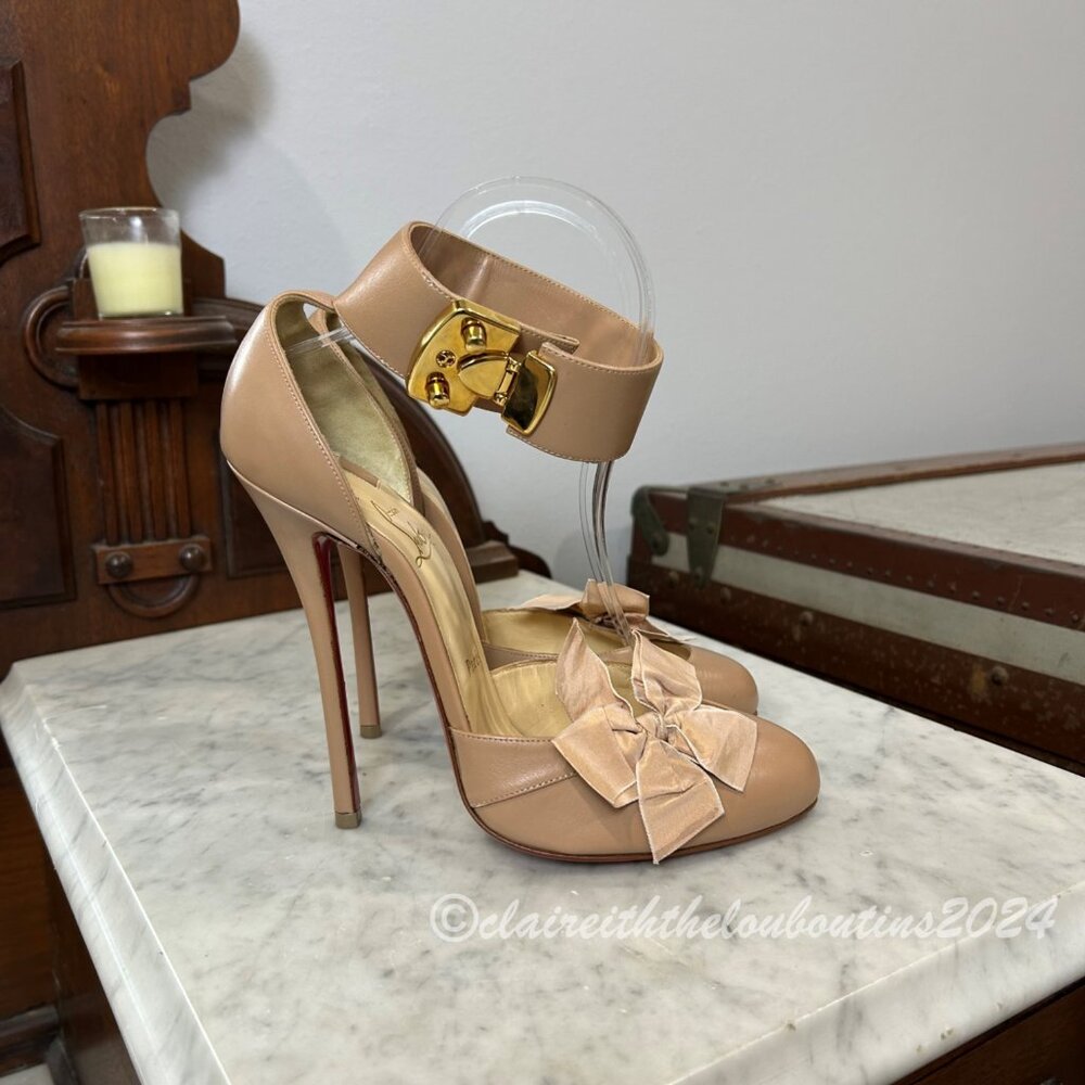Christian Louboutin Fetish 130 Nude Ankle Cuff Heels size 39 RARE - Picture 2 of 7